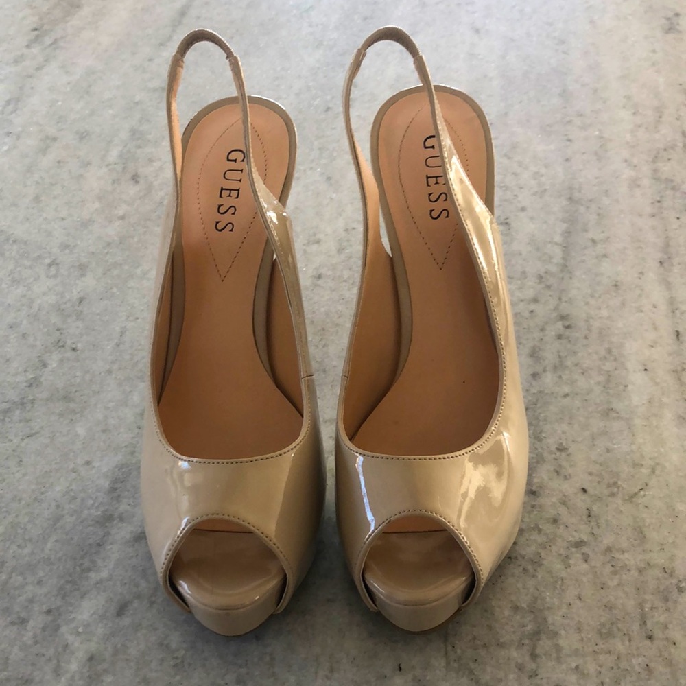 Guess 8.5 Platform Nude Slingback Heals
